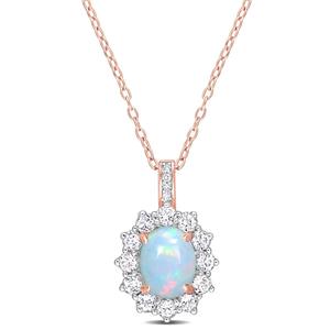 Sophia B Rose Gold Plated Ethiopian Opal & White Topaz Pendant
