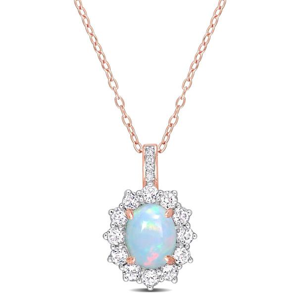 Sophia B Rose Gold Plated Ethiopian Opal & White Topaz Pendant