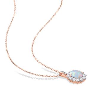 Sophia B Rose Gold Plated Ethiopian Opal & White Topaz Pendant alternate view