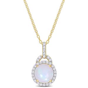 Sophia B 3 1/4ctw. Ethiopian Opal & White Topaz Pendant