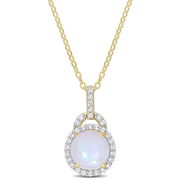 Sophia B 3 1/4ctw. Ethiopian Opal & White Topaz Pendant