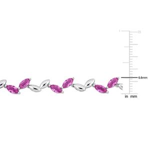 Sophia B Silver 20ctw. Created Pink Sapphire Collar Necklace alternate view