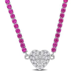 Sophia B Lab Pink Sapphire & White Sapphire Pendant Necklace
