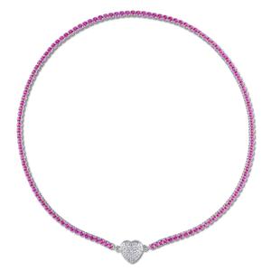 Sophia B Lab Pink Sapphire & White Sapphire Pendant Necklace alternate view