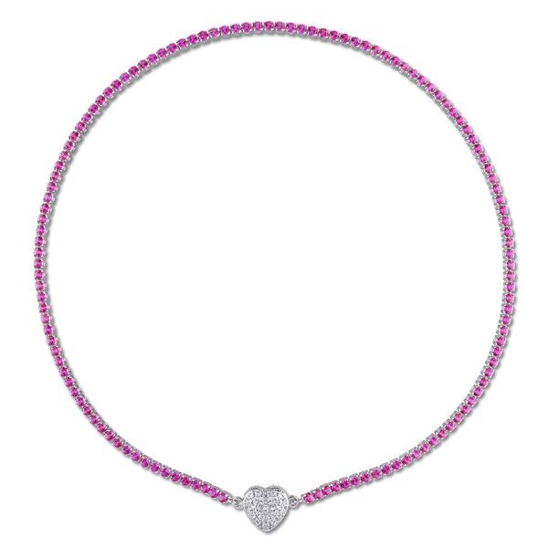Sophia B Lab Pink Sapphire & White Sapphire Pendant Necklace alternate view
