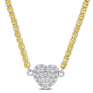 Sophia B Citrine & Lab Created White Sapphire Pendant Necklace