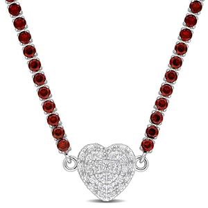 Sophia B Garnet & Created White Sapphire Pendant Necklace