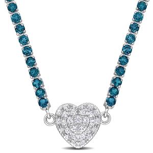 Sophia B Blue Topaz & Created White Sapphire Pendant Necklace