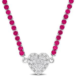 Sophia B 14 7/8ctw. Created Ruby & White Sapphire Collar Necklace