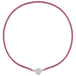 Sophia B 14 7/8ctw. Created Ruby & White Sapphire Collar Necklace alternate view