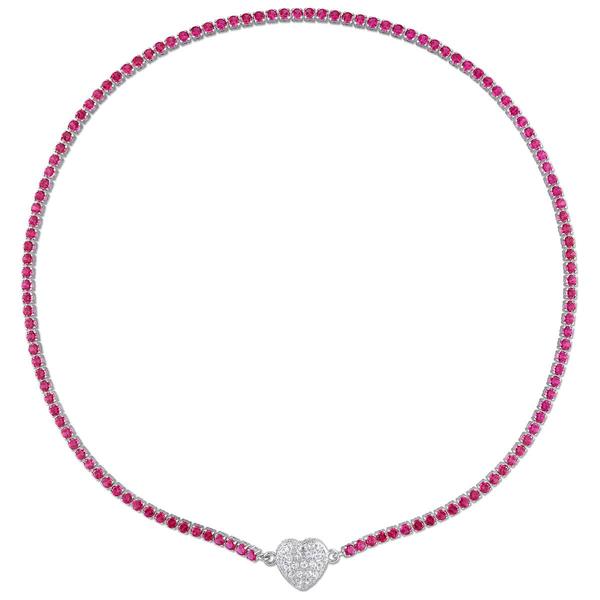 Sophia B 14 7/8ctw. Created Ruby & White Sapphire Collar Necklace alternate view