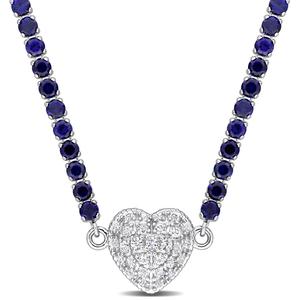 Sophia B Created Blue & White Sapphire Collar Necklace