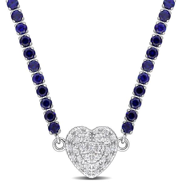 Sophia B Created Blue & White Sapphire Collar Necklace