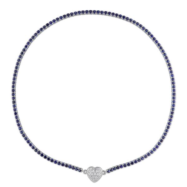 Sophia B Created Blue & White Sapphire Collar Necklace alternate view