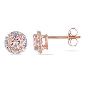 Gemstone Classics(tm) 10kt. Rose Gold Morganite Stud Earrings