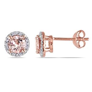 Gemstone Classics(tm) Diamond & 1ctw. Morganite Stud Earrings