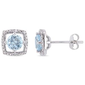 Gemstone Classics(tm) White Gold & Topaz Stud Earrings