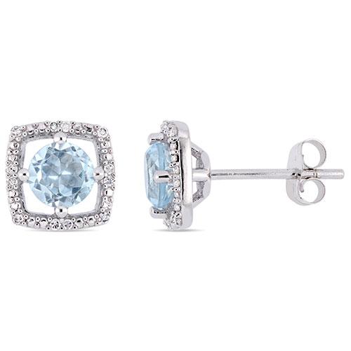 Gemstone Classics(tm) White Gold & Topaz Stud Earrings