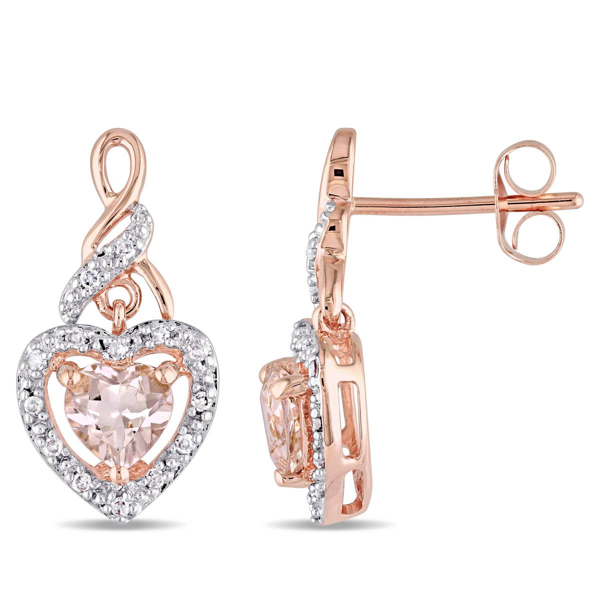 Gemstone Classics(tm) 10kt. Rose Gold Heart-Shaped Earrings