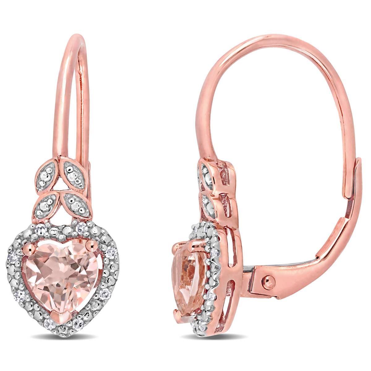 Gemstone Classics(tm) Rose Gold Heart-Cut Diamond Earrings