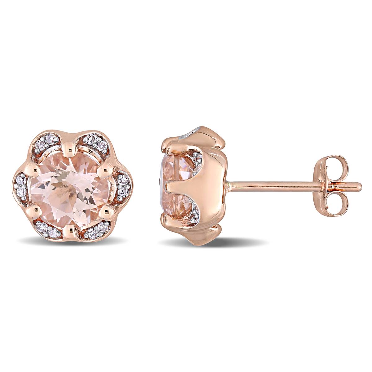 Gemstone Classics(tm) 14kt. Rose Gold Flower Stud Earrings