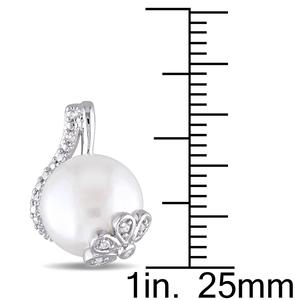 Gemstone Classics(tm) Pearl & Diamond Swirl Earrings alternate view