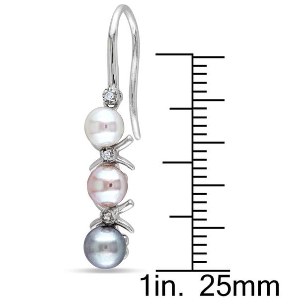 Gemstone Classics(tm) Pearl & Diamond Drop Earrings alternate view