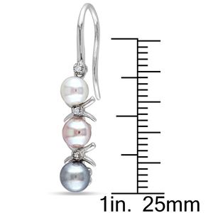 Gemstone Classics(tm) Pearl & Diamond Drop Earrings alternate view