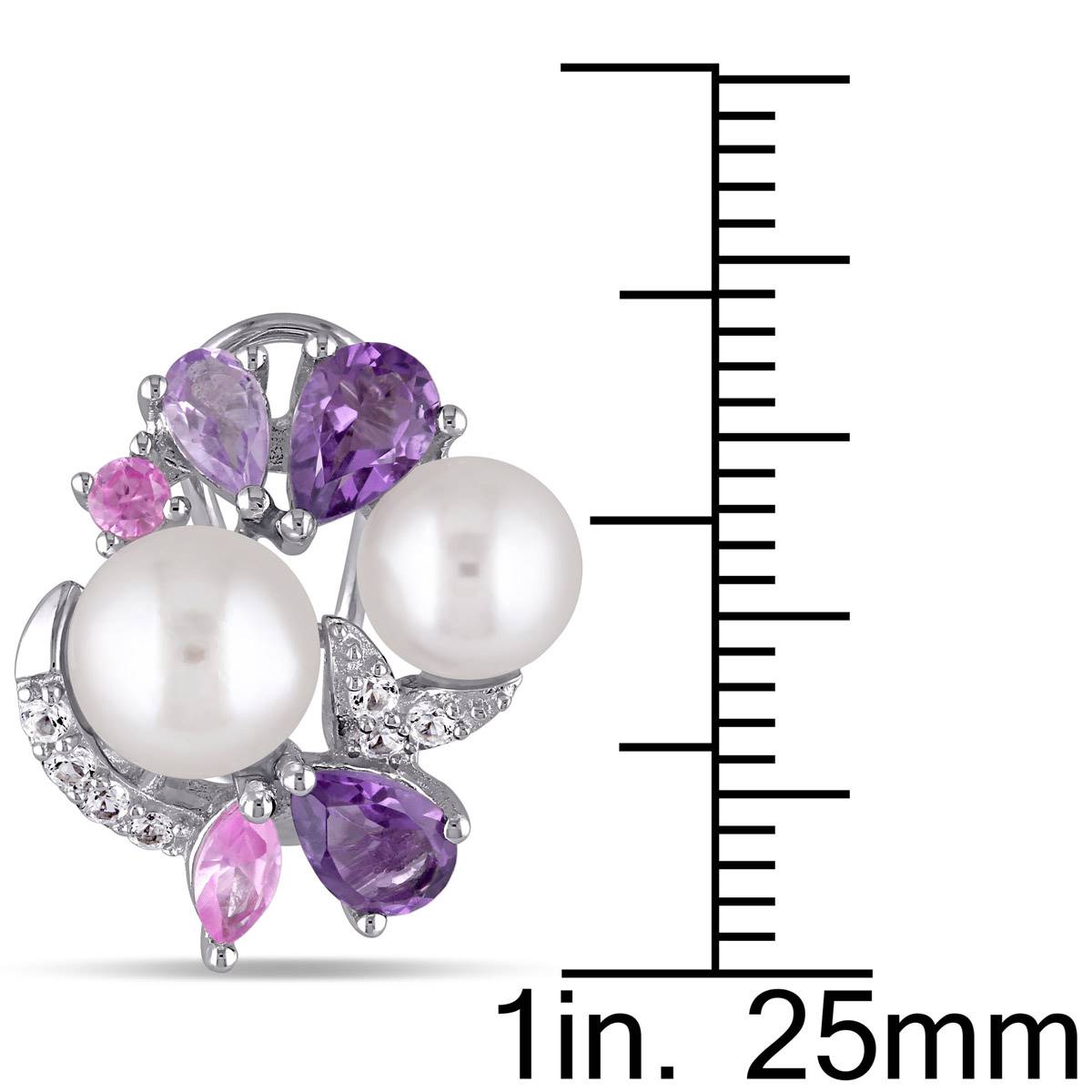 Gemstone Classics(tm) Rose De France Pearl Cluster Earrings