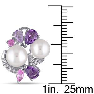Gemstone Classics(tm) Rose De France Pearl Cluster Earrings alternate view