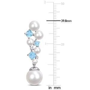 Gemstone Classics(tm) Topaz & Diamond Cluster Drop Earrings alternate view