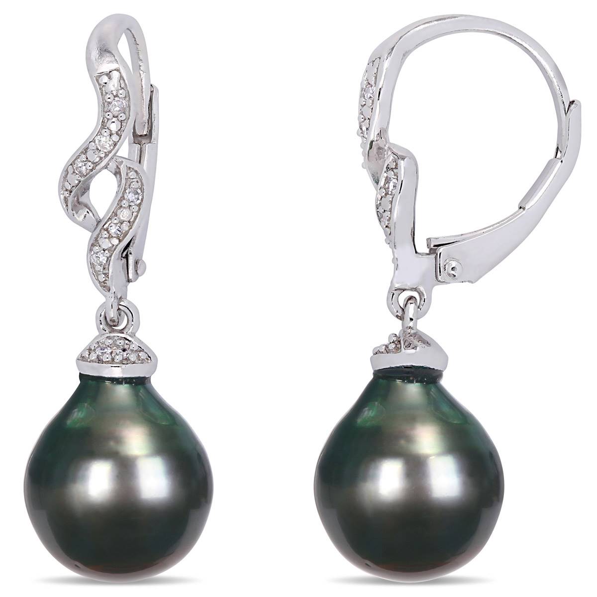 Gemstone Classics(tm) Tahitian Pearl Twisted Drop Earrings