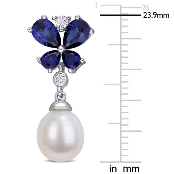 Gemstone Classics(tm) Sapphire & Pearl Butterfly Earrings alternate view