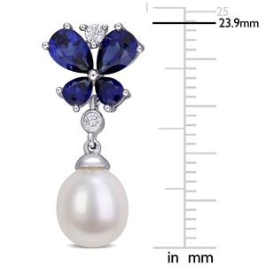 Gemstone Classics(tm) Sapphire & Pearl Butterfly Earrings alternate view