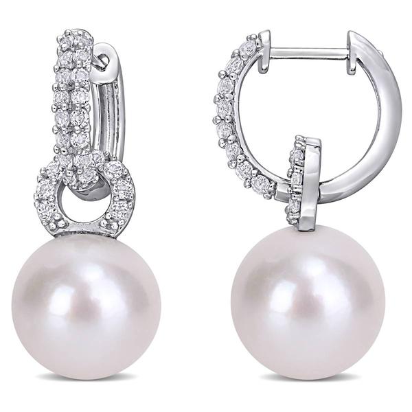Gemstone Classics(tm) Pearl & Topaz Hoop Earrings