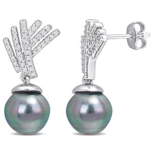 Gemstone Classics(tm) Black Tahitian Pearl Drop Earrings