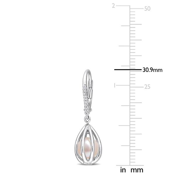 Gemstone Classics(tm) Pearl & Diamond Leverback Earrings alternate view