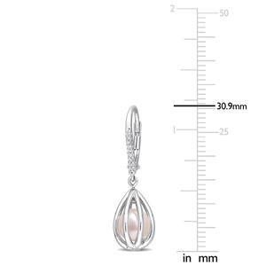 Gemstone Classics(tm) Pearl & Diamond Leverback Earrings alternate view