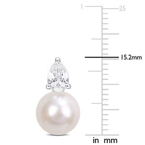 Gemstone Classics(tm) Freshwater Pearl & White Sapphire Earrings alternate view