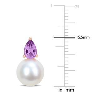 Gemstone Classics(tm) Freshwater Pearl & Amethyst Stud Earrings alternate view
