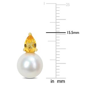 Gemstone Classics(tm) Freshwater Pearl & Citrine Stud Earrings alternate view