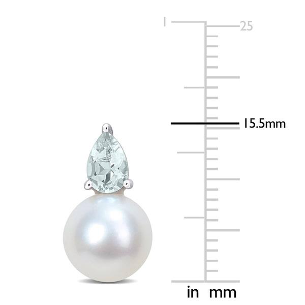 Gemstone Classics(tm) Freshwater Pearl & Aquamarine Stud Earrings alternate view