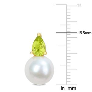 Gemstone Classics(tm) Freshwater Pearl & Peridot Stud Earrings alternate view