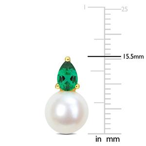 Gemstone Classics(tm) Freshwater Pearl & Emerald Stud Earrings alternate view