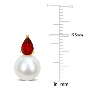 Gemstone Classics(tm) Freshwater Pearl & Garnet Stud Earrings alternate view