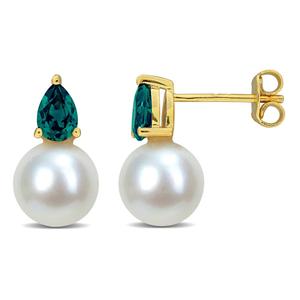 Gemstone Classics(tm) Freshwater Pearl & Alexandrite Stud Earrings