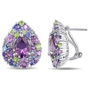 Sophia B Sterling Silver Cluster Teardrop Stud Earrings