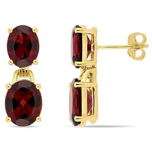 Sophia B Gold Plated 10ctw. Garnet Drop Earrings