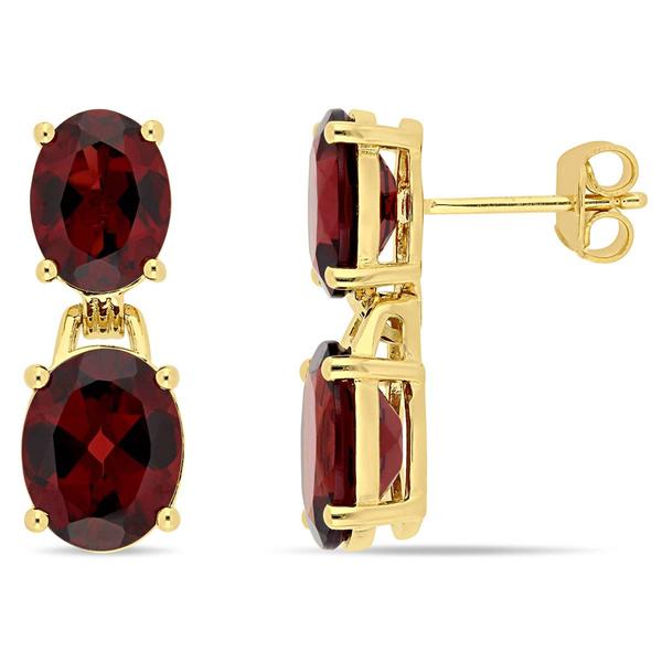Sophia B Gold Plated 10ctw. Garnet Drop Earrings