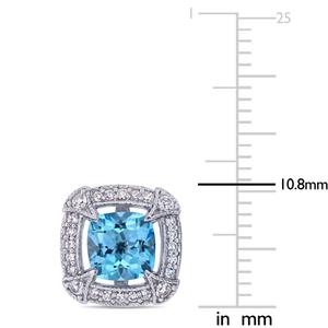 Sophia B 10kt. White Gold Diamond & Blue Topaz Stud Earrings alternate view